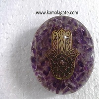 Dôme d'orgone en aventurine verte fait main, symbole Hamsa, presse-papier en pierre précieuse, ensemble de pierres de guérison des chakras, cristal de guérison, agate Reiki, Feng Shui