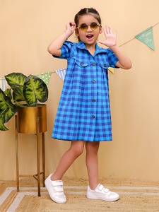 Nueva ropa de verano para niñas, vestido informal de princesa para fiesta a cuadros, ropa de algodón para niños, vestido a cuadros - Product Image 2