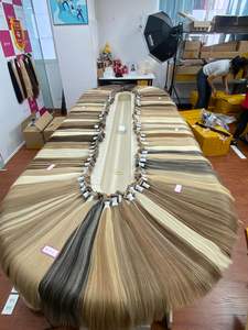 ผมต่อจากมนุษย์ผมลอนสีบลอนด์22นิ้วผมมนุษย์แบบเรมี่100% เครื่องตัดหนังกำพร้าเป็นเส้นคู่ชุด40ชิ้น - Product Image 6