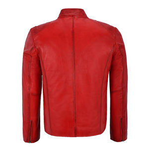 Stylish Slim Fit Breathable <b>Sheep</b> <b>Skin</b> Leather <b>Jacket</b> with Stand Collar and Front Logo Customization - Product Image 3