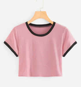 Nueva Camiseta corta de manga corta de Color liso de calidad premium de manga larga con aspecto elegante, la mejor Camiseta corta de manga corta para mujer - Product Image 5