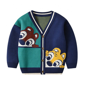 Offre Spéciale personnalisé col en v pull bébé garçon et filles hiver lapin dessin animé jacquard pull enfants tricots cardigan2025 - Product Image 5