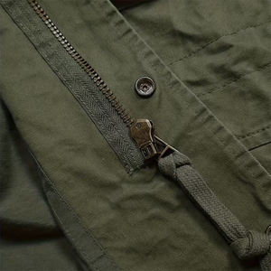 Veste en toile pour homme de qualité supérieure, couleur vert olive, fermeture à boutons en corne, quatre poches sur le devant, coupe-vent, séchage rapide, respirante - Product Image 5