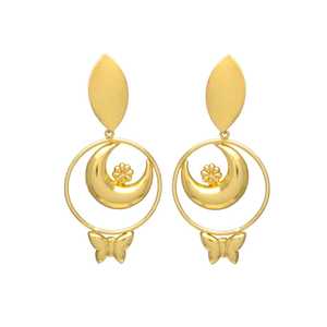 New Arrival Gold Plated Long Earring With butterfly Design Earring Brass Earrings Classic Design for Women and Girl - Product Image 1