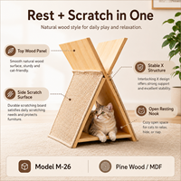 Cama y Cueva para Gatos de Madera con Forma de X Moderna para Apartamentos y Espacios Pequeños, Diseño Personalizado ODM