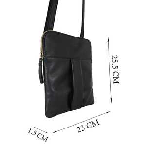 Haute Qualité Vintage Style Zip Top Sac À Bandoulière Noir Pebble Grain En Cuir Véritable Gland Fabriqué Top Fournisseur Indien - Product Image 3