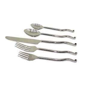 Sleek American Style Stainless Steel <b>Flatware</b> 5 Pcs Eco-Friendly Elegant Design Silver - Product Image 4