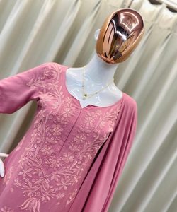 ชุดเสื้อผ้าสำหรับใส่ไปงานปักผ้าเรยอนชุดแต่งกายสำหรับเทศกาลดูพัตต้าเสื้อผ้าพื้นเมืองสีชมพูสำหรับเด็ก - Product Image 3