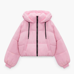 OEM logotipo personalizado Casual 100% poliéster acolchado Crop Puffer chaqueta de las mujeres abrigos personalizados Puffer chaquetas de invierno para las mujeres - Product Image 5