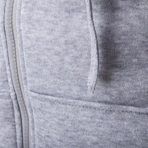 Automne hommes 100% coton sweat à capuche à manches longues et fermeture éclair couleur unie avec sérigraphie - Product Image 5