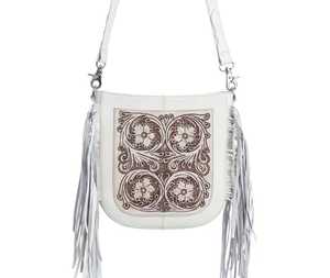<b>White</b> Custom Genuine Leather Bohemian Crossbody Shoulder Tote Bag Manufacturer Ready to Stock - Product Image 1