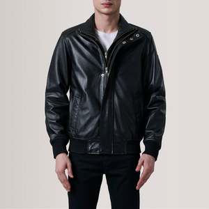 Chaqueta Bomber de Piel de Oveja Genuina Lester, Talla XS, Negra, Reversible, con Cierre de Cremallera, Bordada, Impermeable, para Otoño - Product Image 5