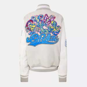 2025 personalizado 100% Material de lana transpirable hecho mujer Crop Varsity chaqueta diseño personalizado Crop College chaqueta de béisbol para mujer - Product Image 4