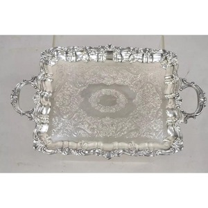 Bandeja Festoneada Plateada Coleccionable, Bandeja de Servir Festoneada de Estilo Victoriano Plateada Inglesa Vintage - Product Image 3
