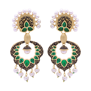 Pendientes colgantes de latón con diseño AD de imitación antiguo elegante personalizado chapado en oro de moda para bodas accesorio de moda - Product Image 2