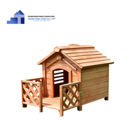 Maison pour animaux de compagnie en bois avec station d'alimentation et rangement, abri extérieur moderne et écologique pour chiens de taille moyenne, fabriqué au Vietnam