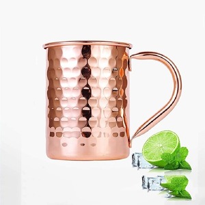 Antique Copper Hammer Moscow Mule Mug <b>with</b> Handle Cocktail Coffee Mug Hammered <b>Metal</b> <b>Cup</b> for Back to School Occasions - Product Image 1