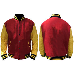 Chaqueta Letterman de lona recubierta cálida de primavera personalizada para hombres con parches completamente bordados de longitud regular - Product Image 6