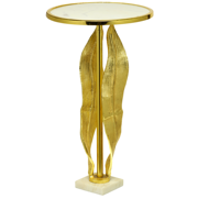 Table basse décorative de dessus de marbre blanc d'hôtel de luxe avec le support de feuille de finitions d'or pour des meubles modernes d'extrémité latérale de salon