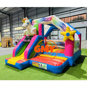 Thương mại cấp PVC einhorn hupfburg <span class=keywords><strong>Unicorn</strong></span> Bounce House trượt bouncy lâu đài Combo với Máy thổi khí - Product Image 1