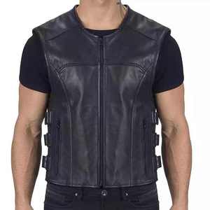 Vintage Vest Waistcoat Waxed Real Cow Leather with Customized Size <b>Brown</b> Men 100% Genuine Leather Vest Wholesale Rate - Product Image 1