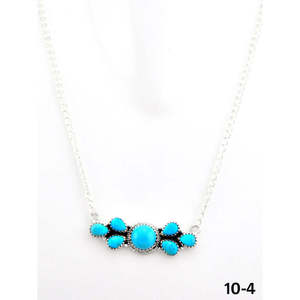 Collier en turquoise de Kingman du sud-ouest et argent sterling, fait main, motif en forme de fleur - Product Image 2