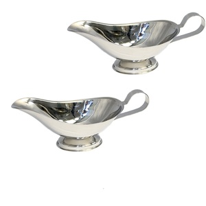 Juego de dos salsas metálicas de acero inoxidable de alta calidad, para uso doméstico, cocina, vajilla, salsas, barcos - Product Image 1