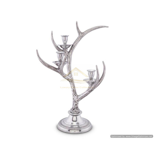 Fancy Modern New Arrival Antler Shape Candle Wax and Stick Holder <b>Lanterns</b> Ad Other Holder <b>Silver</b> Color Made of Aluminum Cast - Product Image 1