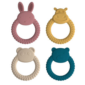 Mordedor de Anillo de Silicona para Bebés, Libre de BPA, de Grado Alimenticio, Venta al por Mayor, OEM, Lindos Animales, Juguetes de Dentición para Bebés, Seguros - Product Image 1