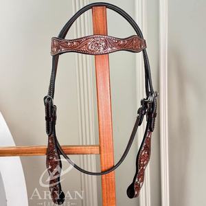 ที่คาดผมลายม้าแบบสั่งทำใหม่มีสายรัดคิ้วลายดอกเกาลัดหนังแท้ปรับได้และสายรัดหัวเข็มขัดแบบปรับได้ - Product Image 1