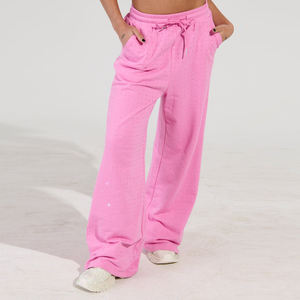 Pantalon de jogging en molleton de coton pour femme avec strass, coupe ample, style vintage délavé à l'acide, streetwear tendance, fournisseur OEM, logo personnalisé - Product Image 2