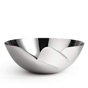 Cuencos de chocolate con acabado plateado Cuencos mezcladores de metal pulido para servir ensaladas de frutas y verduras en restaurantes y hoteles - Product Image 1