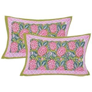 Sábana de Cama Doble Extra Grande de Algodón Jaipuri Verde 240 TC con 2 Fundas de Almohada con Estampado Floral Hecho a Mano (ALDB1002) - Product Image 6