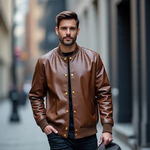 เสื้อแจ็กเก็ตหนังเบสบอลของผู้ชายเสื้อโค้ทแนวสตรีทสำหรับมืออาชีพ - Product Image 6