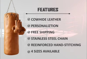 Équipement de fitness vintage spécial Mma sac de boxe suspendu rempli lourd sac de boxe logo personnalisé sac de boxe en cuir véritable - Product Image 5