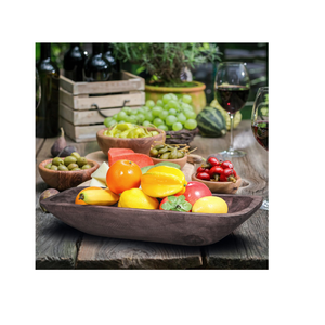 Juego de fruteros de madera decorativos para cocina Malas redondas ecológicas con cuencos de masa de madera natural - Product Image 3