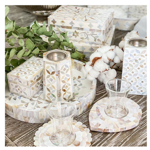 Plateau de service artisanal en nacre avec incrustation de résine, design personnalisable, multi-usage, présentoir religieux pour la décoration de la maison - Product Image 3