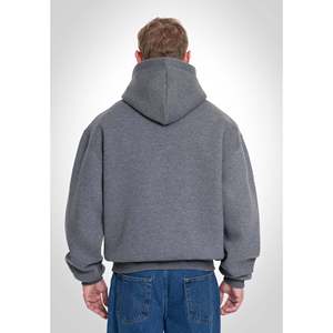 Sudadera con Capucha Extra Grande para Hombre en Gris Melange Oscuro, Sudadera Informal de Felpa con Bolsillo Delantero, Antiarrugas, 100% Algodón, Ropa de Invierno - Product Image 4