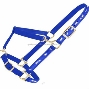 Licou de cheval en Nylon personnalisé avec motif imprimé bleu de qualité supérieure avec matériel réglable de luxe de haute qualité - Product Image 2