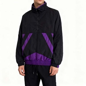 เสื้อแจ็คเก็ตกันลมแบบสปอร์ตคอปกสีตัดต่อพิมพ์โลโก้ตามสั่งสำหรับผู้ชายชุดเซ็ต 2 ชิ้นสไตล์สตรีทแวร์ลำลองแนวแอธเลติกสำหรับฤดูหนาว - Product Image 5