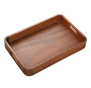 Bandeja de Servir de Madera de Acacia con Asa de Metal, Bandejas Rectangulares de Madera para Servir, Bandejas Decorativas - Product Image 5