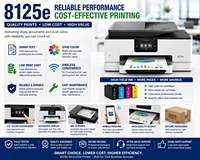 Imprimante jet d'encre couleur tout-en-un A4 8125e sans fil avec scanner recto-verso, copieur et chargeur automatique de documents (ADF) pour bureau, entreprise et domicile, 12 ppm CN