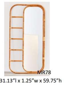 Natural <b>Rattan</b> Full Length <b>Mirror</b> Sun Shape Vintage Home Decor Wall Hanging Decor - Product Image 5