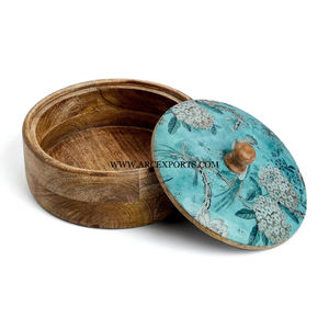 Large Teak Wood Casserole Hot <b>Pot</b> For Wholesale Supplier Traditional Wooden Roti Chapati Casserole <b>Pot</b> Handmade Round Shape - Product Image 6