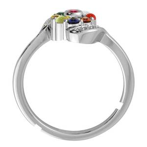 NOVAMART Fine 925 Sterling Silver <b>Adjustable</b> <b>Ring</b> for Women Girls Natural Certified Navaratna Stone Original Nine Planets Platin - Product Image 3