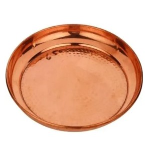 Assiette de service en cuivre martelé de forme ronde assiette de service en cuivre fabriquée à la main indienne assiette de service en cuivre pur - Product Image 6