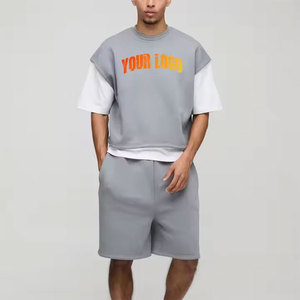 Conjunto de pantalones cortos de verano transpirables de calidad superior Impresión de logotipo personalizado de secado rápido Respetuoso con el medio ambiente Jogging Training Street Wear-2pcs - Product Image 1