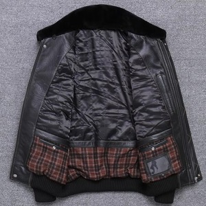 Chaqueta Bomber Unisex de Cuero Genuino de Piel de Vaca, con Revestimiento de Camuflaje, Cuello Redondo, Resistente al Viento e Impermeable, Estilo Urbano de Primavera - Product Image 1