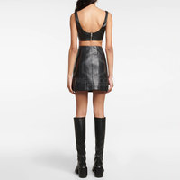 Mini-jupe d'été pour femme en cuir véritable sur mesure 2024, respirante, style décontracté, tricotée, taille naturelle, couleur unie