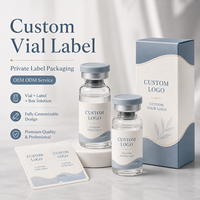 Étiquettes personnalisées pour flacons ondulés bleus et beiges, autocollants imperméables avec logo personnalisé pour flacons de sérum cosmétique